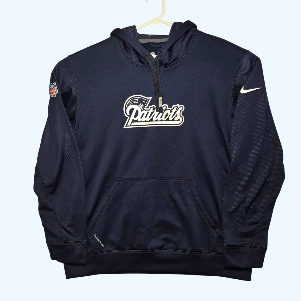 Nike New England Patriots NFL Therma-FIT Hoodie Navy Blue Large Football L/S